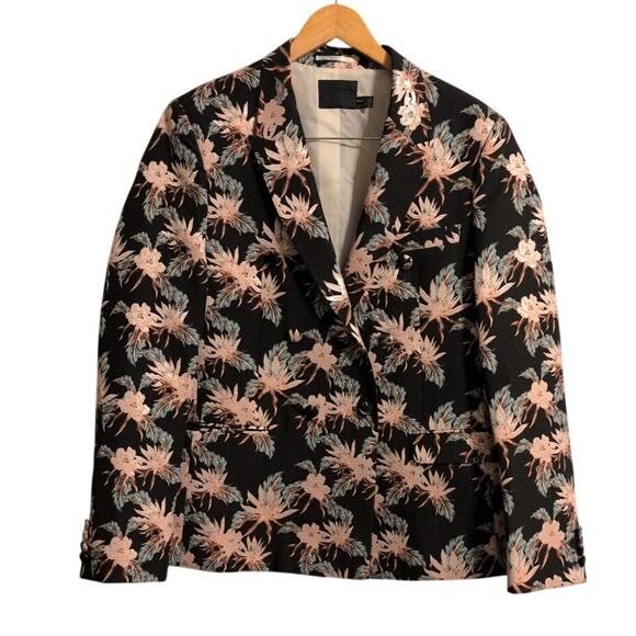 ASOS Men’s Floral Jacquard Blazer Black Size 42 Like New - Picture 1 of 6